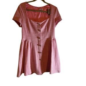 Burgundy Button Front Fit & Flare Dress